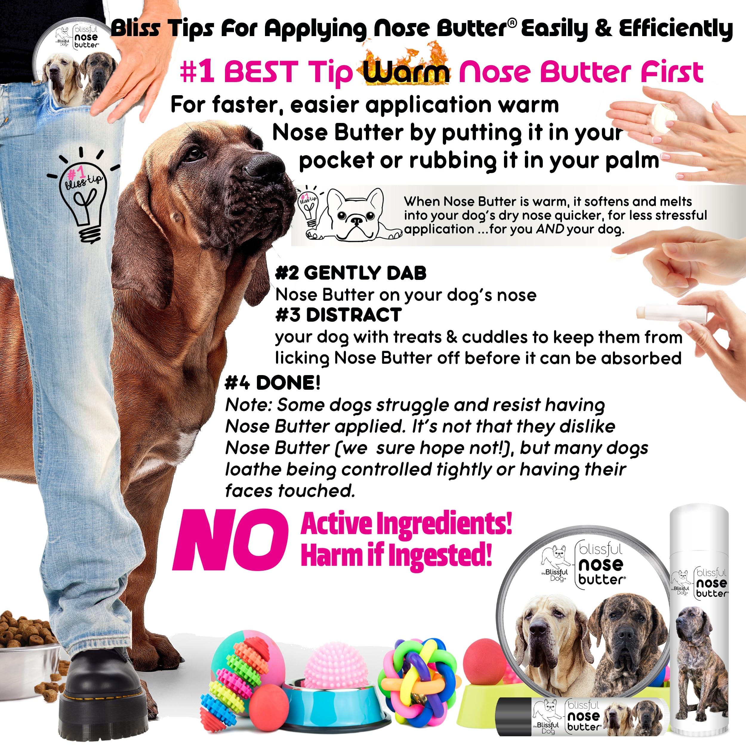 The Blissful Dog Fila Brasilerio Unscented Nose Butter - Dog Nose Butter, 4 Ounce,0.50 Ounce